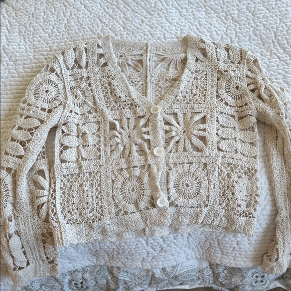 Commense Cream Crochet Cardigan - Picture 1 of 2